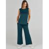 imageANRABESS Womens 2 Piece Sets Summer Outfits Sleeveless Wide Leg Tracksuits Casual Sweat Sets Lounge SweatsuitsLake Green