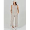 imageANRABESS Womens 2 Piece Sets Summer Outfits Sleeveless Wide Leg Tracksuits Casual Sweat Sets Lounge SweatsuitsLight Beige