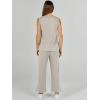 imageANRABESS Womens 2 Piece Sets Summer Outfits Sleeveless Wide Leg Tracksuits Casual Sweat Sets Lounge SweatsuitsLight Beige