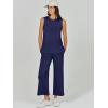 imageANRABESS Womens 2 Piece Sets Summer Outfits Sleeveless Wide Leg Tracksuits Casual Sweat Sets Lounge SweatsuitsNavy
