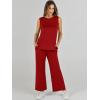 imageANRABESS Womens 2 Piece Sets Summer Outfits Sleeveless Wide Leg Tracksuits Casual Sweat Sets Lounge SweatsuitsRed