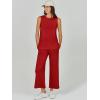 imageANRABESS Womens 2 Piece Sets Summer Outfits Sleeveless Wide Leg Tracksuits Casual Sweat Sets Lounge SweatsuitsRed
