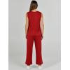 imageANRABESS Womens 2 Piece Sets Summer Outfits Sleeveless Wide Leg Tracksuits Casual Sweat Sets Lounge SweatsuitsRed