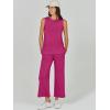 imageANRABESS Womens 2 Piece Sets Summer Outfits Sleeveless Wide Leg Tracksuits Casual Sweat Sets Lounge SweatsuitsRose Red