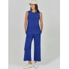 imageANRABESS Womens 2 Piece Sets Summer Outfits Sleeveless Wide Leg Tracksuits Casual Sweat Sets Lounge SweatsuitsRoyal Blue