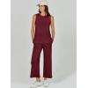 imageANRABESS Womens 2 Piece Sets Summer Outfits Sleeveless Wide Leg Tracksuits Casual Sweat Sets Lounge SweatsuitsWine Red