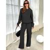 imageANRABESS Womens Two Piece Outfits Casual Knit Hooded Sweater Straight Leg Pants Set 2025 Fall Lounge Travel ClothesBlack
