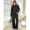 imageANRABESS Womens Two Piece Outfits Casual Knit Hooded Sweater Straight Leg Pants Set 2025 Fall Lounge Travel ClothesBlack