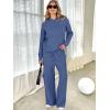imageANRABESS Womens Two Piece Outfits Casual Knit Hooded Sweater Straight Leg Pants Set 2025 Fall Lounge Travel ClothesDark Blue