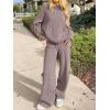imageANRABESS Womens Two Piece Outfits Casual Knit Hooded Sweater Straight Leg Pants Set 2025 Fall Lounge Travel ClothesKhaki