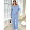 imageANRABESS Womens Two Piece Outfits Casual Knit Hooded Sweater Straight Leg Pants Set 2025 Fall Lounge Travel ClothesLight Blue