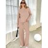 imageANRABESS Womens Two Piece Outfits Casual Knit Hooded Sweater Straight Leg Pants Set 2025 Fall Lounge Travel ClothesLight Camel
