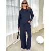 imageANRABESS Womens Two Piece Outfits Casual Knit Hooded Sweater Straight Leg Pants Set 2025 Fall Lounge Travel ClothesNavy Blue