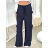 imageANRABESS Womens Two Piece Outfits Casual Knit Hooded Sweater Straight Leg Pants Set 2025 Fall Lounge Travel ClothesNavy Blue