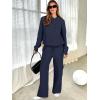 imageANRABESS Womens Two Piece Outfits Casual Knit Hooded Sweater Straight Leg Pants Set 2025 Fall Lounge Travel ClothesNavy Blue