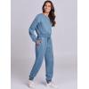 imageANRABESS Womens Two Piece Outfits Long Sleeve Crop Sweatshirt and Jogger Pants Lounge Sweatsuit Sets Tracksuit with PocketsDeep Blue