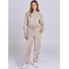 imageANRABESS Womens Two Piece Outfits Long Sleeve Crop Sweatshirt and Jogger Pants Lounge Sweatsuit Sets Tracksuit with PocketsLight Khaki