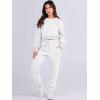imageANRABESS Womens Two Piece Outfits Long Sleeve Crop Sweatshirt and Jogger Pants Lounge Sweatsuit Sets Tracksuit with PocketsWhite