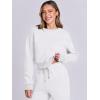 imageANRABESS Womens Two Piece Outfits Long Sleeve Crop Sweatshirt and Jogger Pants Lounge Sweatsuit Sets Tracksuit with PocketsWhite