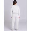 imageANRABESS Womens Two Piece Outfits Long Sleeve Crop Sweatshirt and Jogger Pants Lounge Sweatsuit Sets Tracksuit with PocketsWhite