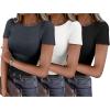 imageANRABESS Women Short Sleeve Shirts Rib Knit Slim Fitted Summer Basic Tee Tops 2025 Underwear Outfits Clothes 3 PackBlackwhitegray
