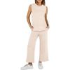 imageANRABESS Womens 2 Piece Sets Summer Outfits Sleeveless Wide Leg Tracksuits Casual Sweat Sets Lounge SweatsuitsBeige