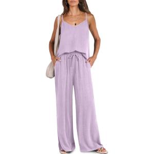 imageANRABESS Womens 2 Piece Linen Lounge Set Casual Matching Pants Jumpsuit Summer Beach Travel Vacation Trendy OutfitsPurple