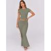 imageANRABESS Skirt Sets for Women 2 Piece Outfits 2025 Summer Crop Top Fold Over Maxi Skirt Set Going Out Dress Casual TrendyArmy Green