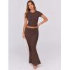imageANRABESS Skirt Sets for Women 2 Piece Outfits 2025 Summer Crop Top Fold Over Maxi Skirt Set Going Out Dress Casual TrendyBrown
