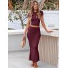 imageANRABESS Skirt Sets for Women 2 Piece Outfits 2025 Summer Crop Top Fold Over Maxi Skirt Set Going Out Dress Casual TrendyBurgundy