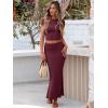 imageANRABESS Skirt Sets for Women 2 Piece Outfits 2025 Summer Crop Top Fold Over Maxi Skirt Set Going Out Dress Casual TrendyBurgundy