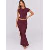 imageANRABESS Skirt Sets for Women 2 Piece Outfits 2025 Summer Crop Top Fold Over Maxi Skirt Set Going Out Dress Casual TrendyBurgundy