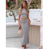 imageANRABESS Skirt Sets for Women 2 Piece Outfits 2025 Summer Crop Top Fold Over Maxi Skirt Set Going Out Dress Casual TrendyGrey