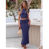 imageANRABESS Skirt Sets for Women 2 Piece Outfits 2025 Summer Crop Top Fold Over Maxi Skirt Set Going Out Dress Casual TrendyNavy Blue