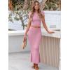 imageANRABESS Skirt Sets for Women 2 Piece Outfits 2025 Summer Crop Top Fold Over Maxi Skirt Set Going Out Dress Casual TrendyPink