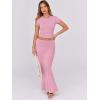 imageANRABESS Skirt Sets for Women 2 Piece Outfits 2025 Summer Crop Top Fold Over Maxi Skirt Set Going Out Dress Casual TrendyPink
