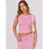imageANRABESS Skirt Sets for Women 2 Piece Outfits 2025 Summer Crop Top Fold Over Maxi Skirt Set Going Out Dress Casual TrendyPink