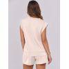 imageANRABESS Two Piece Sets for Women Summer Lounge Set Casual Cap Sleeve Crewneck Tops and Drawstring Short Outfits TracksuitAlmond