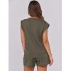 imageANRABESS Two Piece Sets for Women Summer Lounge Set Casual Cap Sleeve Crewneck Tops and Drawstring Short Outfits TracksuitArmy Green