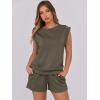 imageANRABESS Two Piece Sets for Women Summer Lounge Set Casual Cap Sleeve Crewneck Tops and Drawstring Short Outfits TracksuitArmy Green