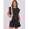 imageANRABESS Two Piece Sets for Women Summer Lounge Set Casual Cap Sleeve Crewneck Tops and Drawstring Short Outfits TracksuitBlack
