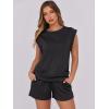 imageANRABESS Two Piece Sets for Women Summer Lounge Set Casual Cap Sleeve Crewneck Tops and Drawstring Short Outfits TracksuitBlack