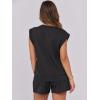 imageANRABESS Two Piece Sets for Women Summer Lounge Set Casual Cap Sleeve Crewneck Tops and Drawstring Short Outfits TracksuitBlack