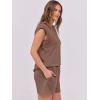 imageANRABESS Two Piece Sets for Women Summer Lounge Set Casual Cap Sleeve Crewneck Tops and Drawstring Short Outfits TracksuitBrown