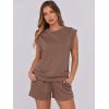 imageANRABESS Two Piece Sets for Women Summer Lounge Set Casual Cap Sleeve Crewneck Tops and Drawstring Short Outfits TracksuitBrown
