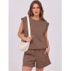 imageANRABESS Two Piece Sets for Women Summer Lounge Set Casual Cap Sleeve Crewneck Tops and Drawstring Short Outfits TracksuitBrown