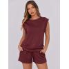 imageANRABESS Two Piece Sets for Women Summer Lounge Set Casual Cap Sleeve Crewneck Tops and Drawstring Short Outfits TracksuitBurgundy
