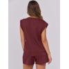 imageANRABESS Two Piece Sets for Women Summer Lounge Set Casual Cap Sleeve Crewneck Tops and Drawstring Short Outfits TracksuitBurgundy