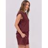imageANRABESS Two Piece Sets for Women Summer Lounge Set Casual Cap Sleeve Crewneck Tops and Drawstring Short Outfits TracksuitBurgundy