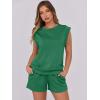 imageANRABESS Two Piece Sets for Women Summer Lounge Set Casual Cap Sleeve Crewneck Tops and Drawstring Short Outfits TracksuitDeep Green